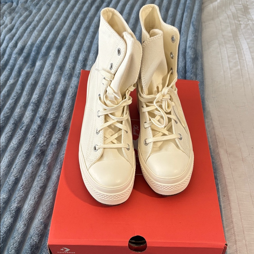 Cream High-Top Women's Sneakers
